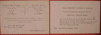 2 Invitatii Nunta Si Botez Evrei Si Ortodocsi 1959 Si 1975