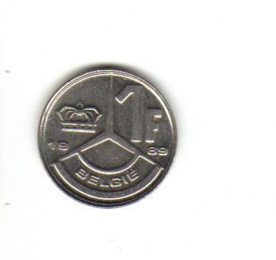 bnk mnd Belgia 1 franc 1989 foto
