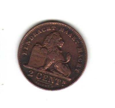 bnk mnd Belgia 2 centimes 1910 foto