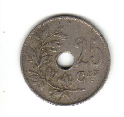 bnk mnd Belgia 25 centimes 1921 foto