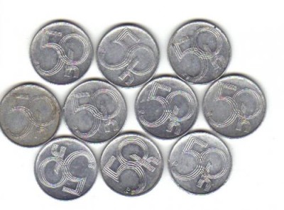 bnk mnd Cehia 50 heller 1993-2003 , 10 bucati ani diferiti foto