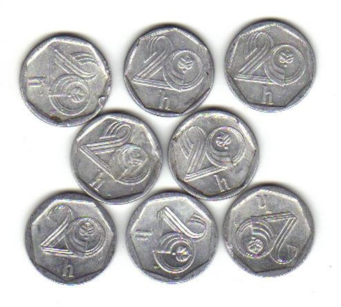 bnk mnd Cehia 20 heller 1993-2001 , ani diferiti , 8 bucati bnk mnd Cehia 20 heller 1993-2001 , ani diferiti , 8 bucati