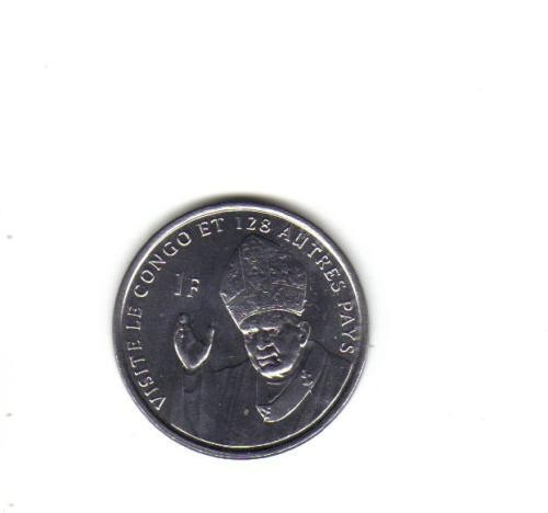 bnk mnd R D Congo 1 franc 2004 unc, Papa Ioan Paul II , unc bnk mnd R D Congo 1 franc 2004 unc, Papa Ioan Paul II , unc