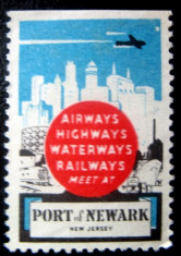 S2342 USA Port of Newark vigneta necirculata extrem de rara 1v foto