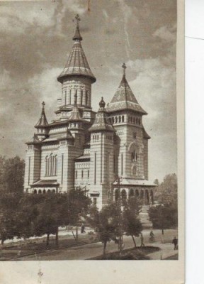 209 RPR Timisoara Catedrala Mitropoliei circulat 1958 foto