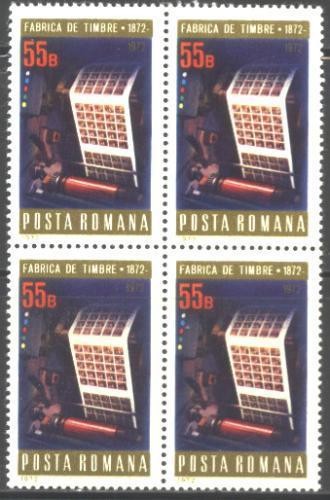 Romania 1972 - FABRICA DE TIMBRE, timbru nestampilat IN BLOC DE 4, F122