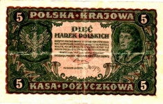 BANCNOTA de 5 MARCI POLONIA 1919 foto