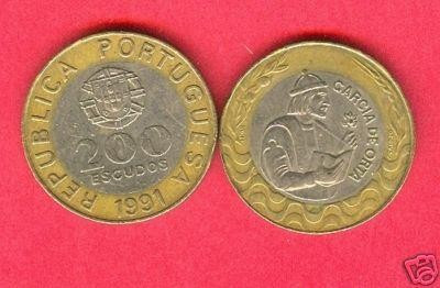 bnk mnd Portugalia 200 escudos 1991 bimetal foto