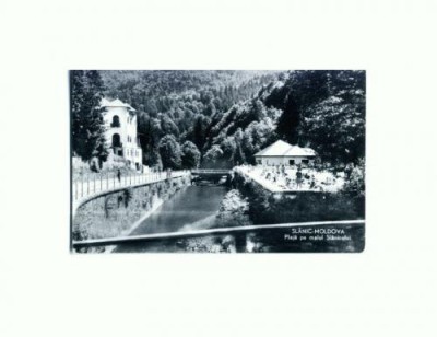 CP127-63 Slanic Moldova -Plaja pe malul Slanicului -RPR 1963 foto