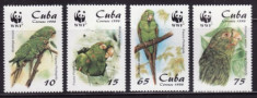 WWF Fauna protejata Cuba Papagali 4 val MNH foto