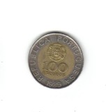 Bnk mnd Portugalia 100 escudos 1989 bimetal, Europa