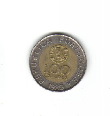 bnk mnd Portugalia 100 escudos 1989 bimetal foto