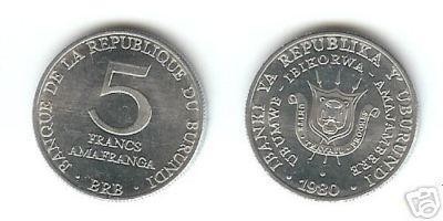 bnk mnd Burundi 5 franci 1980 unc