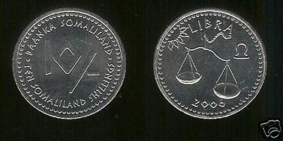 bnk mnd Somaliland 10 shillings 2006 unc , balanta foto