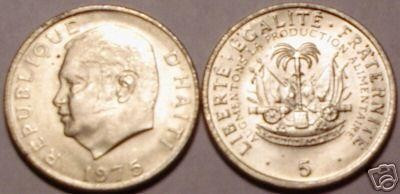 bnk mnd Haiti 5 centimes 1975 unc , personalitati