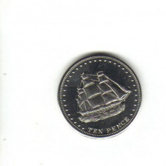 bnk mnd Stoltenhoff Island 10 pence 2008 unc , corabie