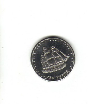 bnk mnd Stoltenhoff Island 10 pence 2008 unc , corabie foto
