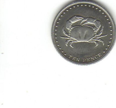 bnk mnd Tristan da Cunha 10 pence 2008 unc, fauna marina foto