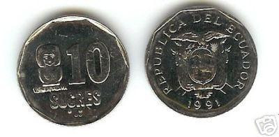 bnk mnd Ecuador 10 sucres 1991 unc foto