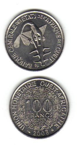 bnk mnd Africa de Vest 100 franci 2003 ,necirculata