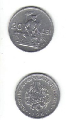 bnk mnd Romania 20 lei 1951 xf foto
