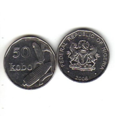 bnk mnd Nigeria 50 kobo 2006 unc foto