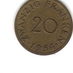 bnk mnd Saarland 20 franci 1954