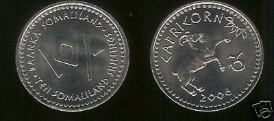bnk mnd Somaliland 10 shillings 2006 unc , capricorn