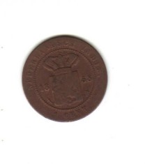 bnk mnd Indiile Olandeze de Est ( Indonezia ) 1 cent 1858