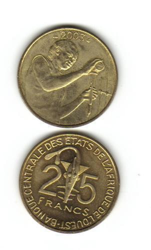 bnk mnd Africa de Vest 25 franci 2003 ,unc