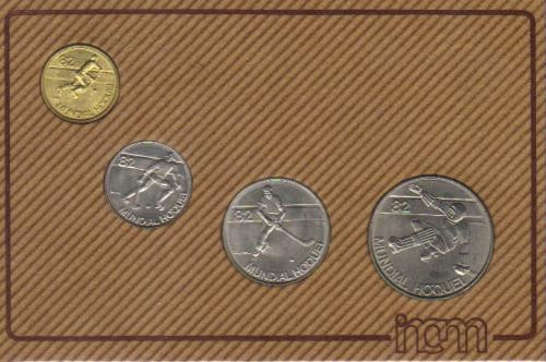 bnk mnd Portugalia set 4 monede 1983 , CM de hochei pe rotile