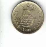 Bnk mnd Sri Lanka 5 rupii 2002 unc, Asia