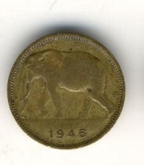 bnk mnd Congo belgian 1 franc 1946 , fauna