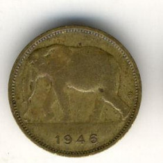 bnk mnd Congo belgian 1 franc 1946 , fauna