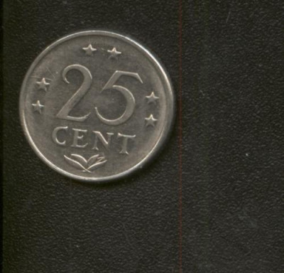 bnk mnd Antilele Olandeze 25 centi 1977 aunc foto