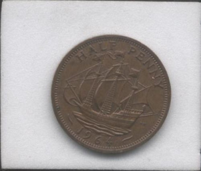 bnk mnd Marea Britanie Anglia 1/2 penny 1964 foto