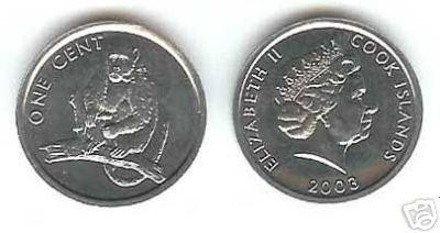 bnk mnd Insulele Cook 1 cent 2003 unc , maimuta foto