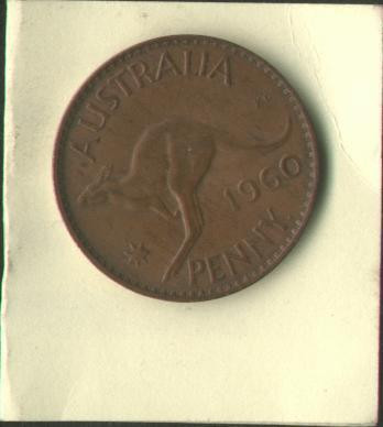 bnk mnd Australia 1 penny 1960 , cangur foto