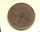 Bnk mnd Australia 1 penny 1963 , cangur, Australia si Oceania