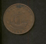 Bnk mnd Marea Britanie Anglia 1/2 penny 1943 corabie, Europa