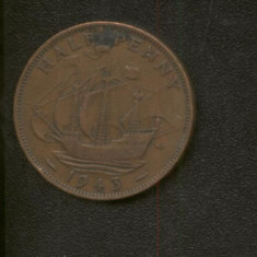 bnk mnd Marea Britanie Anglia 1/2 penny 1943 corabie