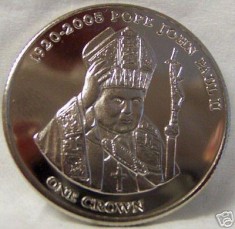 bnk mnd Tristan da Cunha 1 crown 2005 unc , Ioan Paul al II-lea