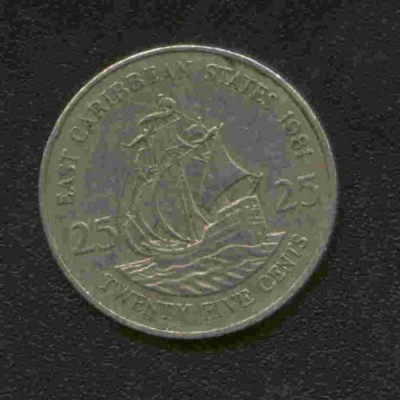 bnk mnd East Caribbean States 25 cents 1981 vf foto