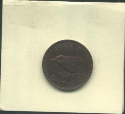 bnk mnd Marea Britanie Anglia farthing 1945 pasare foto