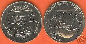 bnk mnd Portugalia 200 escudos 1991 unc,Westward navigation foto