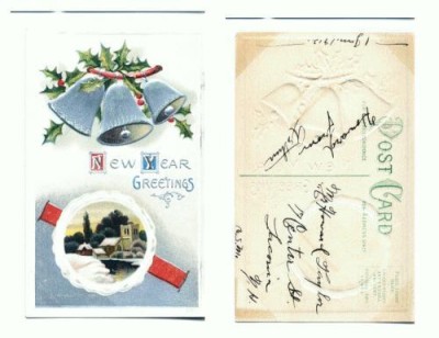 Felicitare veche 58 realizata in relief -datata 1912 -SUA foto
