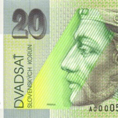 SLOVACIA █ bancnota █ 20 Korun █ 1993 / 2000 █ COMEMORATIV MILENIU █ P-34 █ UNC