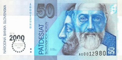 SLOVACIA █ bancnota █ 50 Korun █ 1993 / 2000 █ COMEMORATIV MILENIU █ P-35 █ UNC foto