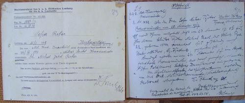 Document militar austriac , Lemberg , militar bucovinean