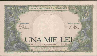 bnk bn Romania 1000 lei 10 septembrie 1941 , aunc foto